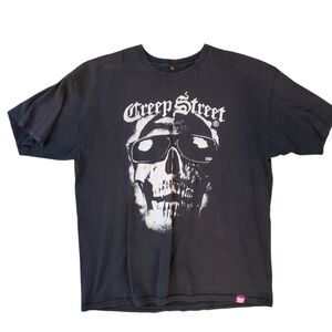Creep Street Skull Graphic T Shirt XL Black Goth Punk Y2K Streetwear